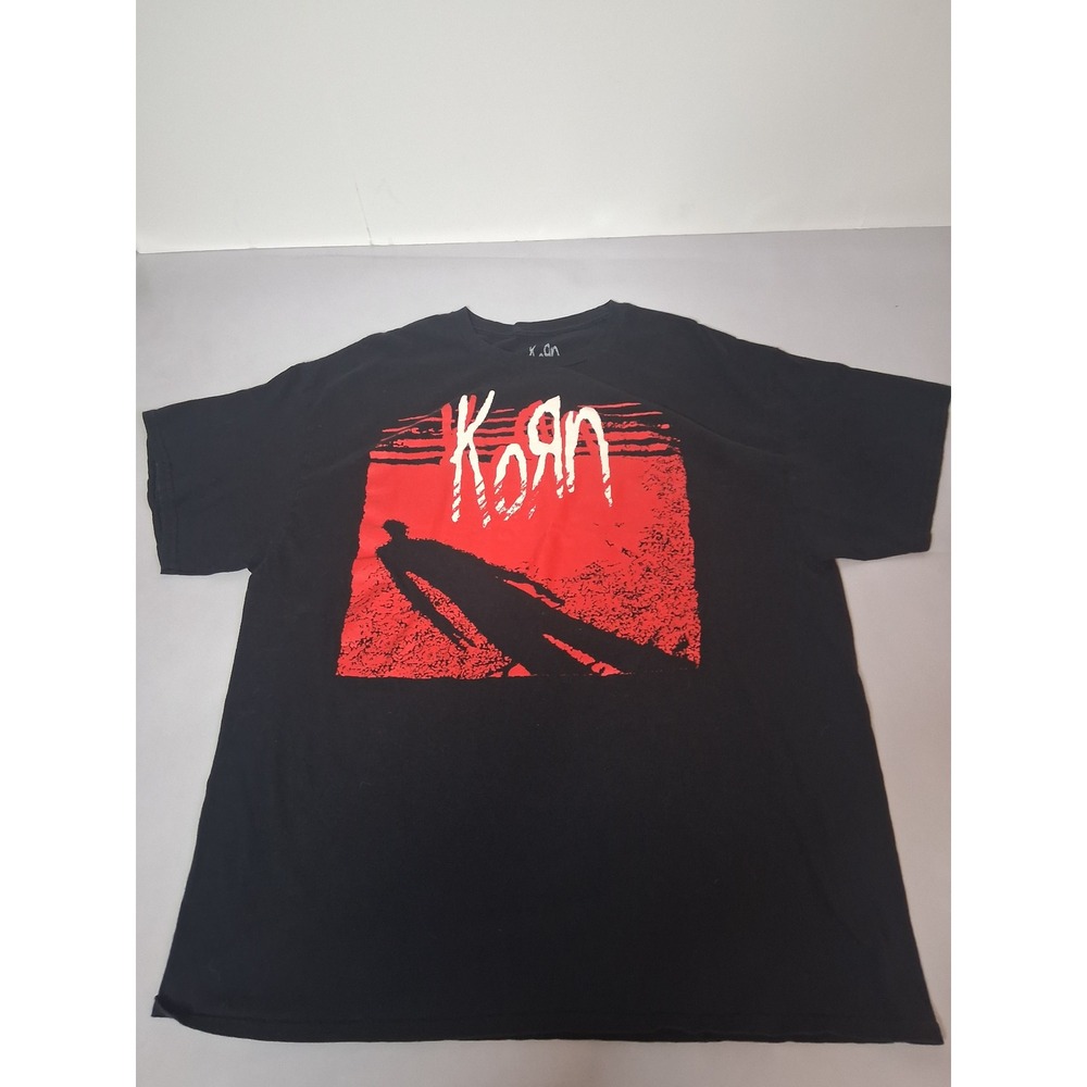 Korn Band Graphic Tee Shirt Black Red Shadow Silhouette Mens XL Nu Metal